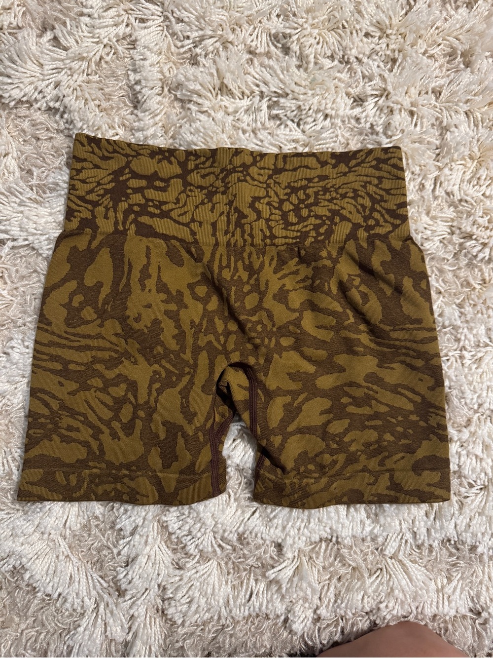 AOXJOX Brown & Olive Abstract Print Seamless Bike Shorts